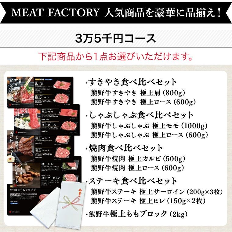 熊野牛】選べる目録ギフトセット 3万5千円コース | 熊野牛・紀州和華牛 